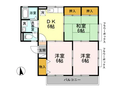 レーブ平井(3DK/2階)の間取り写真