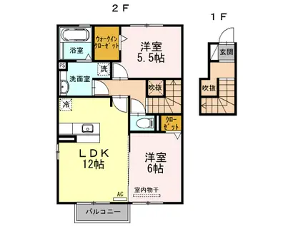 フォレストA(2LDK/2階)の間取り写真