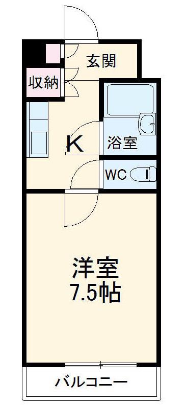 ハイヴィラ東海(1K/1階)の間取り写真