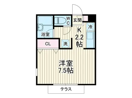 プレミール湘南(1K/1階)の間取り写真