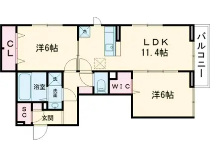 MAISON DES ANGES(2LDK/1階)の間取り写真