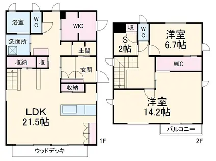 東海道本線 幸田駅 徒歩22分 2階建 築8年(2SLDK)の間取り写真
