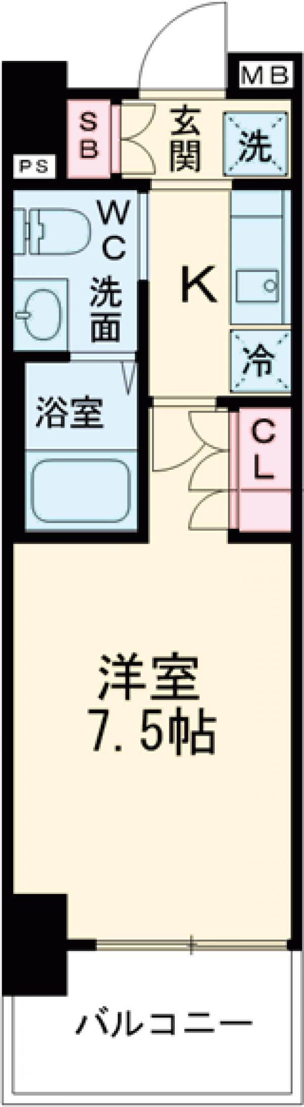 LADOUCEURお花茶屋Ⅰ(1K/5階)の間取り写真