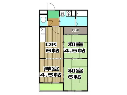 第31長栄コーポきぬもと(2LDK/3階)の間取り写真