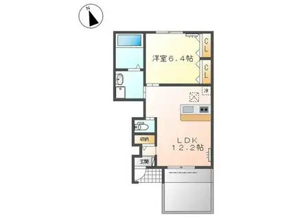 リバティA(1LDK/1階)の間取り写真