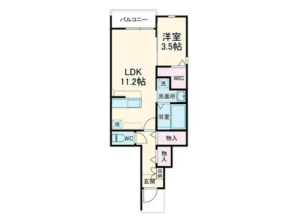 カンポドーロ(1LDK/1階)の間取り写真