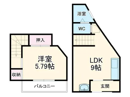 東海道本線 東静岡駅 徒歩14分 2階建 築46年(1LDK)の間取り写真