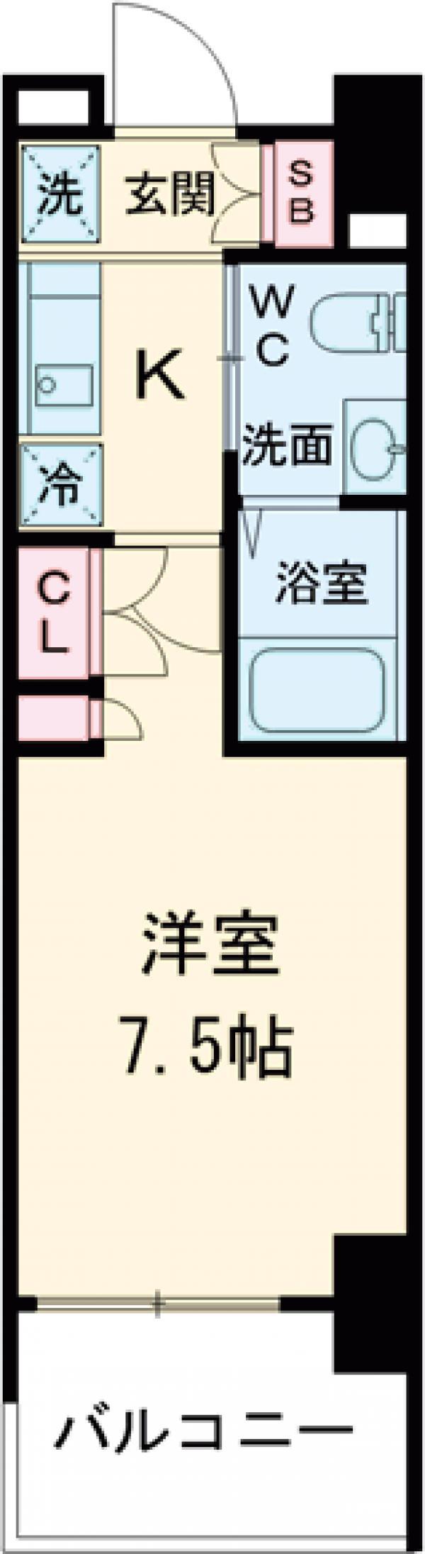 LADOUCEURお花茶屋Ⅰ(1K/6階)の間取り写真