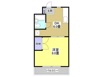 エルブランデント(1DK/2階)の間取り写真