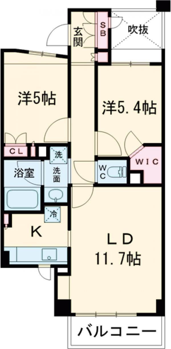 ピュアステージ千歳船橋(2LDK/2階)の間取り写真