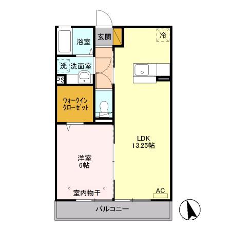 プティールⅢ(1LDK/2階)の間取り写真