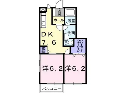 カーサベ-ネB(2DK/1階)の間取り写真