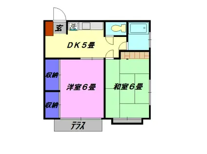 第三さつき荘(2DK/2階)の間取り写真