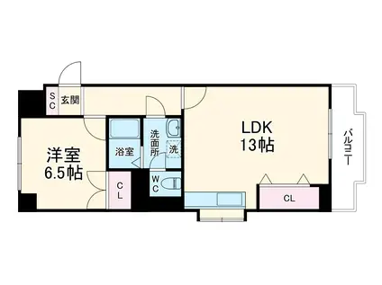 ホリホックイン萩丘(1LDK/4階)の間取り写真