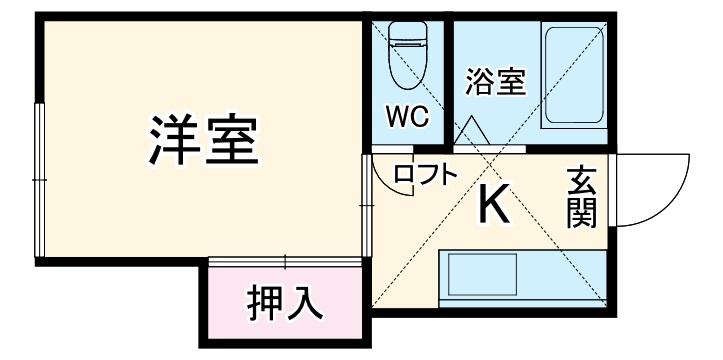 ビラ山富士(1K/2階)の間取り写真