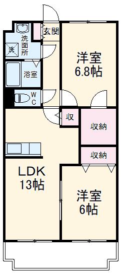 ディアブルーム(2LDK/1階)の間取り写真