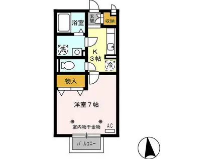 サニーハウス応時(1K/2階)の間取り写真