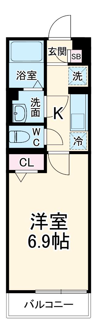 リブリHANAみずき(1K/2階)の間取り写真