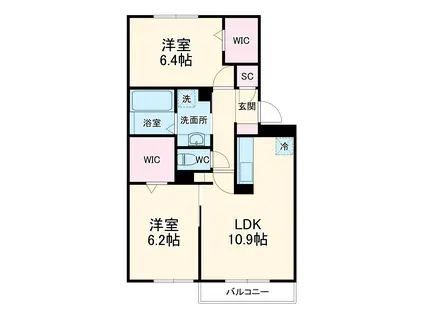 ソレーユ野路(2LDK/2階)の間取り写真