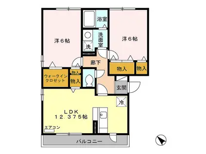 グラスミア(2LDK/3階)の間取り写真