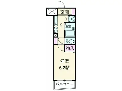 シンシア三軒茶屋太子堂(1K/6階)の間取り写真