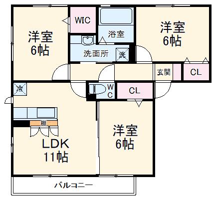 ソレイユⅡ(3LDK/3階)の間取り写真