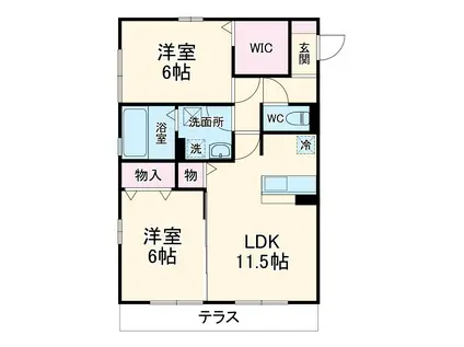 K・FINES A棟(2LDK/3階)の間取り写真