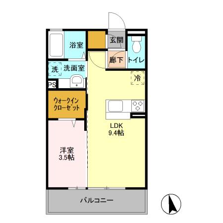 フロンティア F(1LDK/2階)の間取り写真