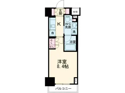 プラウドフラット西早稲田(1K/12階)の間取り写真