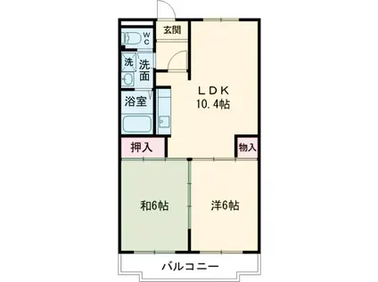 喜多見ノースコート(2LDK/3階)の間取り写真