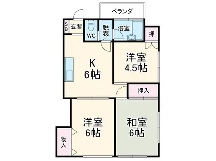 サンドルミ御滝B(3DK/2階)の間取り写真
