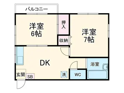 野口台ハイツ(2DK/2階)の間取り写真
