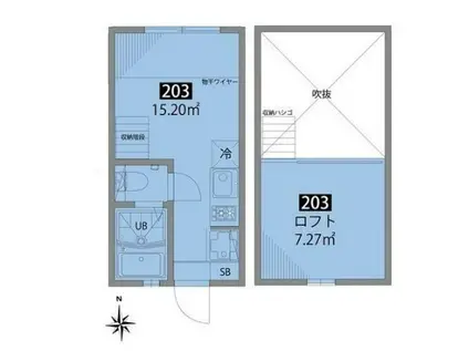 グランエッグス東中野(ワンルーム/2階)の間取り写真