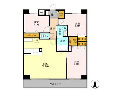 RIO GRANDE(3LDK/9階)の間取り写真