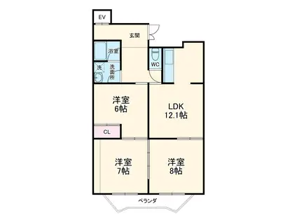 アプリシェイテ(3LDK/3階)の間取り写真