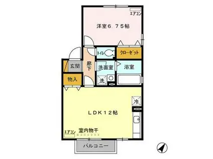 グランドゥールⅣ C(1LDK/2階)の間取り写真