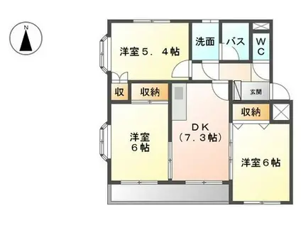 テラローザ(3DK/2階)の間取り写真