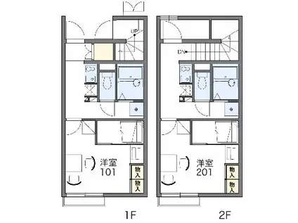 レオパレスストリームⅡ(1K/1階)の間取り写真
