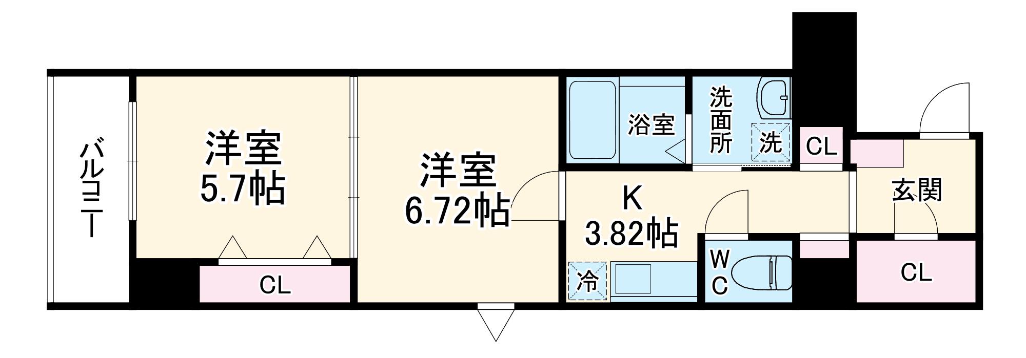 ラフィネ(2K/5階)の間取り写真