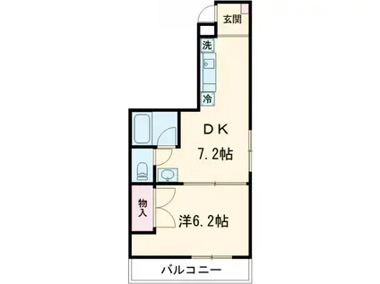 フローラル(1K/3階)の間取り写真