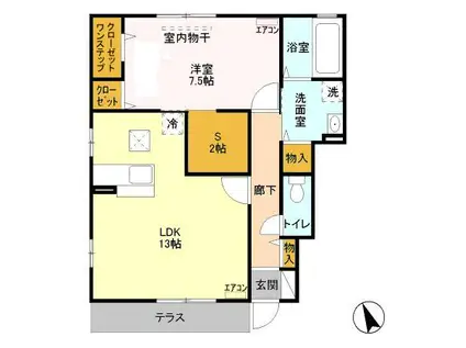 クレストC(1LDK/1階)の間取り写真