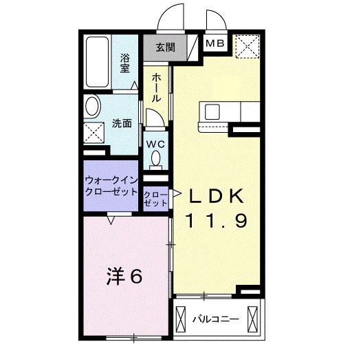 ディア フレンズ(1LDK/2階)の間取り写真