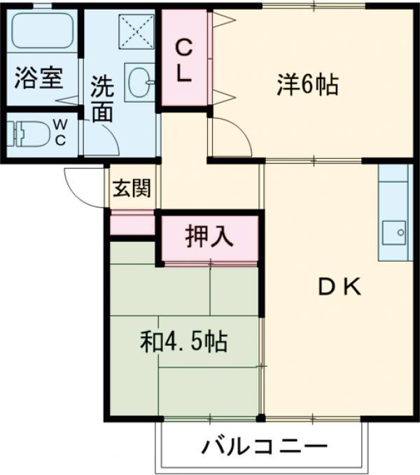 メゾンDE飯塚(2DK/1階)の間取り写真