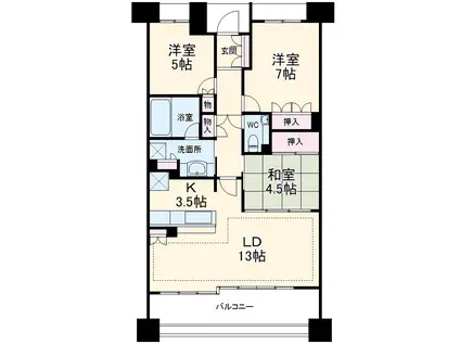 ザ・パークハウス白壁三丁目(3LDK/4階)の間取り写真