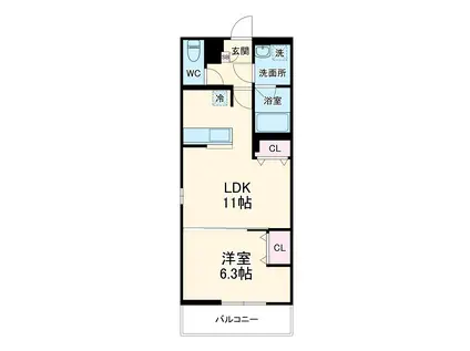 リブリ・クラージュ(1LDK/2階)の間取り写真