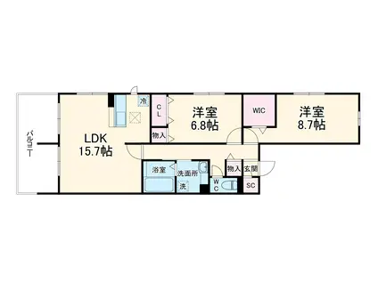 プラムスクエア(2LDK/1階)の間取り写真