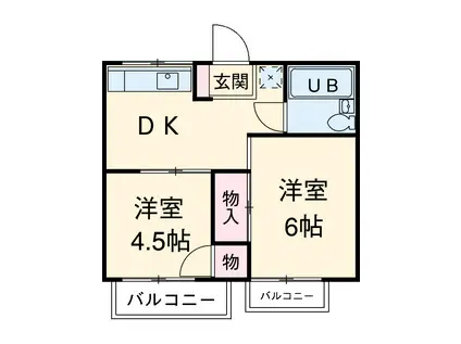 エステートピア二輪草(2DK/1階)の間取り写真