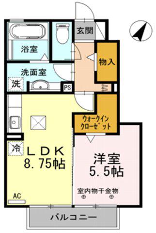 ソワイエ(1LDK/1階)の間取り写真