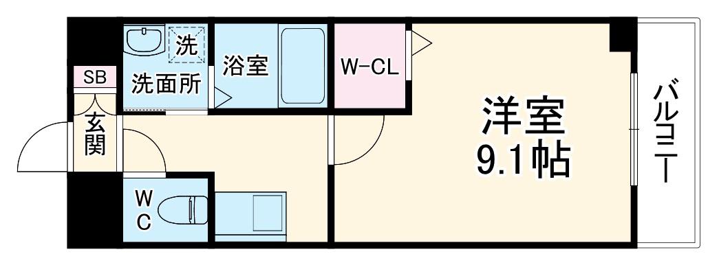 アルカンシエル名駅(1K/4階)の間取り写真