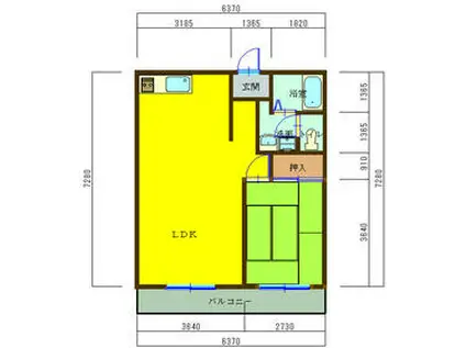 オークビレッジ(1LDK/1階)の間取り写真